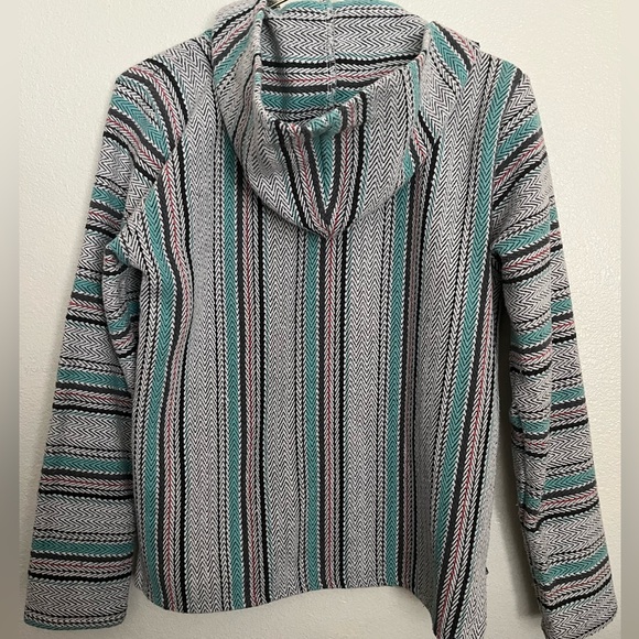 Señor López Pullover Hoodie Poncho Women’s S Striped Long Sleeve Top with Hood - Picture 2 of 12